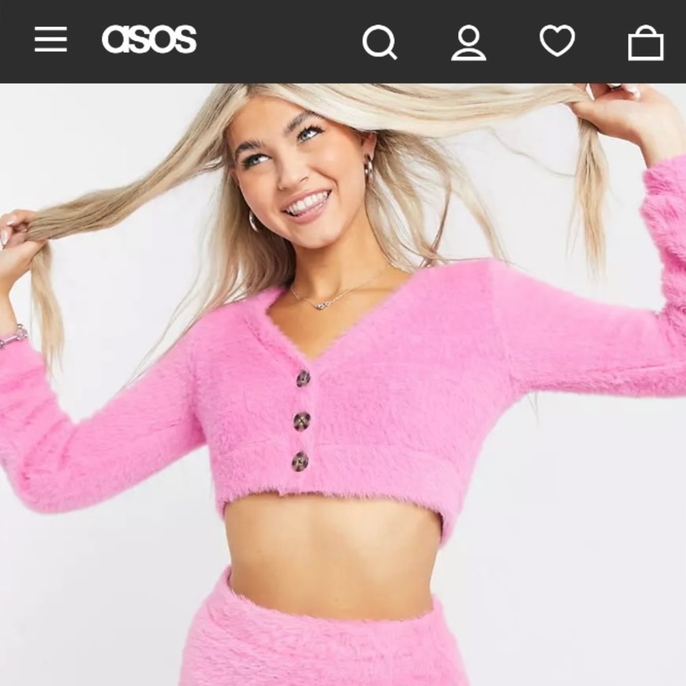 asos fluffy cropped cardigan